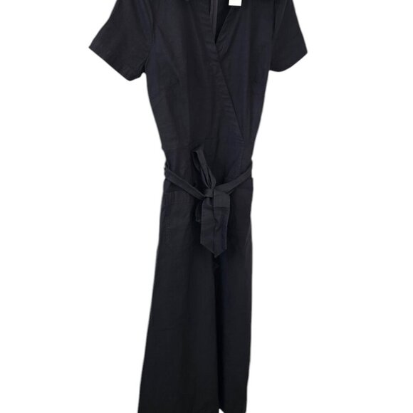 Anthropologie Maeve The Colette Wrap Jumpsuit - Black, Size 12P, Wide Leg - Picture 5 of 11